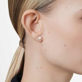 Eternity-örhängen med solitär, laboratorieframställda diamanter 1 Ct totalt, rund form, 14K gult guld