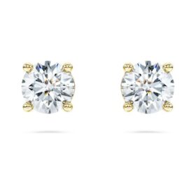 Eternity-örhängen med solitär, laboratorieframställda diamanter 1 Ct totalt, rund form, 14K gult guld