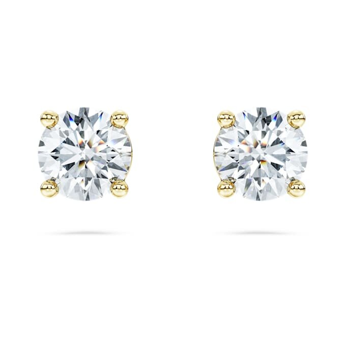 Eternity-örhängen med solitär, laboratorieframställda diamanter 1 Ct totalt, rund form, 14K gult guld Eternity-örhängen med solitär, laboratorieframställda diamanter 1 Ct totalt, rund form, 14K gult guld