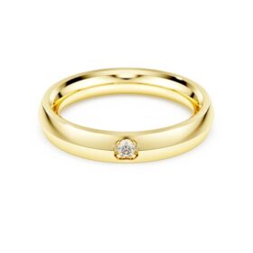 Eternity-ring med laboratorieframställda diamanter, totalt 0,05 karat, rund form, 14K gult guld