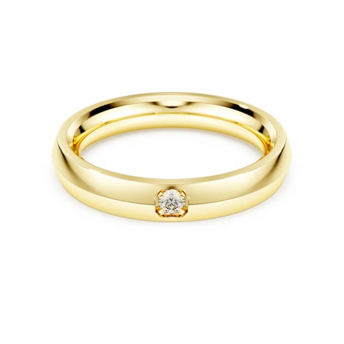 Eternity-ring med laboratorieframställda diamanter, totalt 0,05 karat, rund form, 14K gult guld Eternity-ring med laboratorieframställda diamanter, totalt 0,05 karat, rund form, 14K gult guld