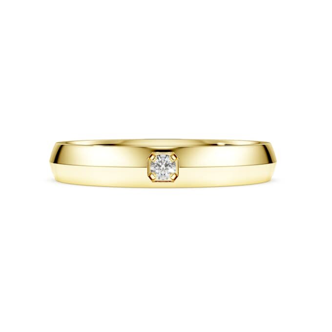 Eternity-ring med laboratorieframställda diamanter, totalt 0,05 karat, rund form, 14K gult guld Eternity-ring med laboratorieframställda diamanter, totalt 0,05 karat, rund form, 14K gult guld