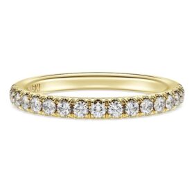 Eternity-ring med laboratorieframställda diamanter, totalt 0,4 karat, rund form, 14K gult guld