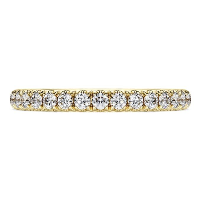 Eternity-ring med laboratorieframställda diamanter, totalt 0,4 karat, rund form, 14K gult guld Eternity-ring med laboratorieframställda diamanter, totalt 0,4 karat, rund form, 14K gult guld