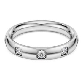 Eternity-ring med laboratorieframställda diamanter, totalt 0,5 karat, rund form, 14K vitguld