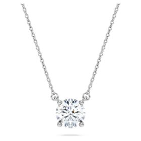 Eternity Solitaire-hänge med laboratorieframställda diamanter, 1 karat totalt, rund form, 14K vitguld