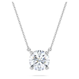 Eternity Solitaire-hänge med laboratorieframställda diamanter, totalt 2 karat, rund form, 14K vitguld