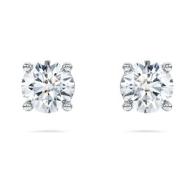 Eternity Solitaire-örhängen med laboratorieframställda diamanter, totalt 1 karat, rund form, 14K vitguld