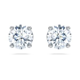 Eternity Solitaire-örhängen med laboratorieframställda diamanter, totalt 2 karat, rund form, 14K vitguld