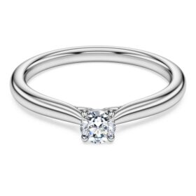 Eternity-solitärring med laboratorieframställda diamanter, totalt 0,25 karat, rund form, sterlingsilver