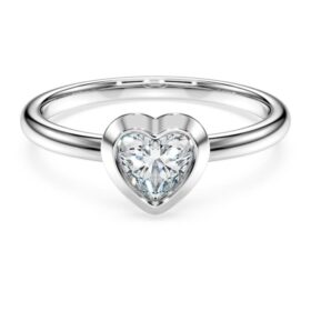 Eternity-solitärring med laboratorieframställda diamanter, totalt 0,5 karat, hjärtformad, sterlingsilver