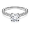 Eternity-solitärring med laboratorieframställda diamanter, totalt 1,2 karat, rund form, 14K vitguld