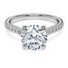 Eternity-solitärring med laboratorieframställda diamanter, totalt 2,2 karat, rund form, 14K vitguld