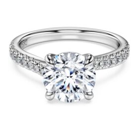 Eternity solitärring med laboratorieframställda diamanter, totalt 2,25 karat, rund form, 14K vitguld Eternity solitärring med laboratorieframställda diamanter, totalt 2,25 karat, rund form, 14K vitguld