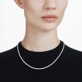 Eternity Tennis-halsband med laboratorieframställda diamanter, totalt 7 karat, rund form, 14K vitguld