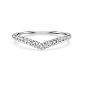 Eternity V-ring med laboratorieframställda diamanter, totalt 0,25 karat, rund form, 14K vitguld