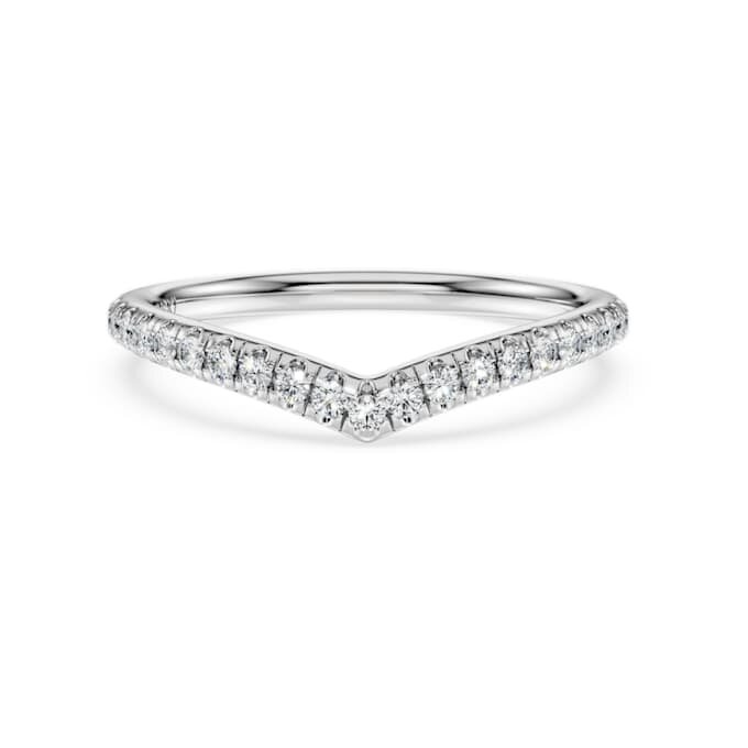 Eternity V-ring med laboratorieframställda diamanter, totalt 0,25 karat, rund form, 14K vitguld Eternity V-ring med laboratorieframställda diamanter, totalt 0,25 karat, rund form, 14K vitguld