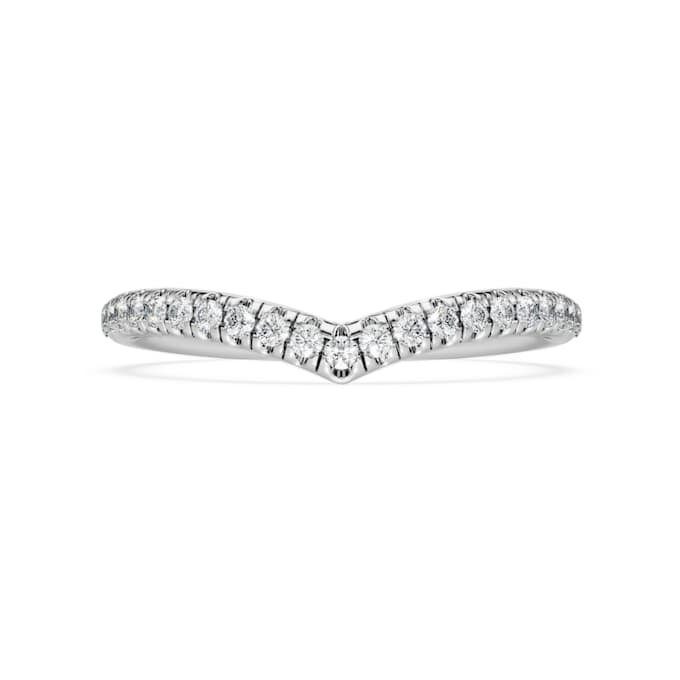 Eternity V-ring med laboratorieframställda diamanter, totalt 0,25 karat, rund form, 14K vitguld Eternity V-ring med laboratorieframställda diamanter, totalt 0,25 karat, rund form, 14K vitguld