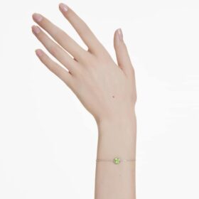 Födelsestenarmband med fyrkantig slipning, augusti, grönt, rodiumpläterat