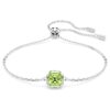 Födelsestenarmband med fyrkantig slipning, augusti, grönt, rodiumpläterat