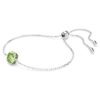 Födelsestenarmband med fyrkantig slipning, augusti, grönt, rodiumpläterat