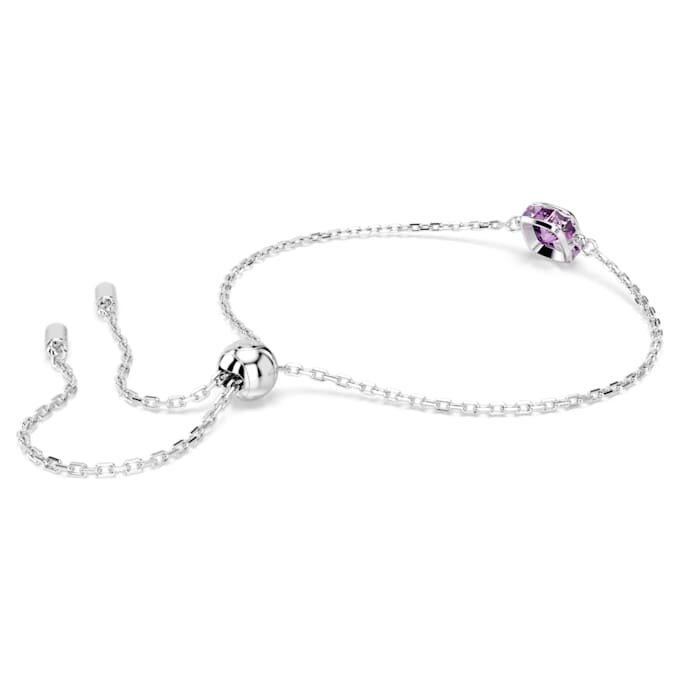 Födelsestenarmband med fyrkantig slipning, februari, lila, rodiumpläterat Födelsestenarmband med fyrkantig slipning, februari, lila, rodiumpläterat