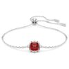 Födelsestenarmband med fyrkantig slipning, januari, röd, rodiumpläterat Födelsestenarmband med fyrkantig slipning, januari, röd, rodiumpläterat
