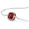 Födelsestenarmband med fyrkantig slipning, januari, röd, rodiumpläterat Födelsestenarmband med fyrkantig slipning, januari, röd, rodiumpläterat