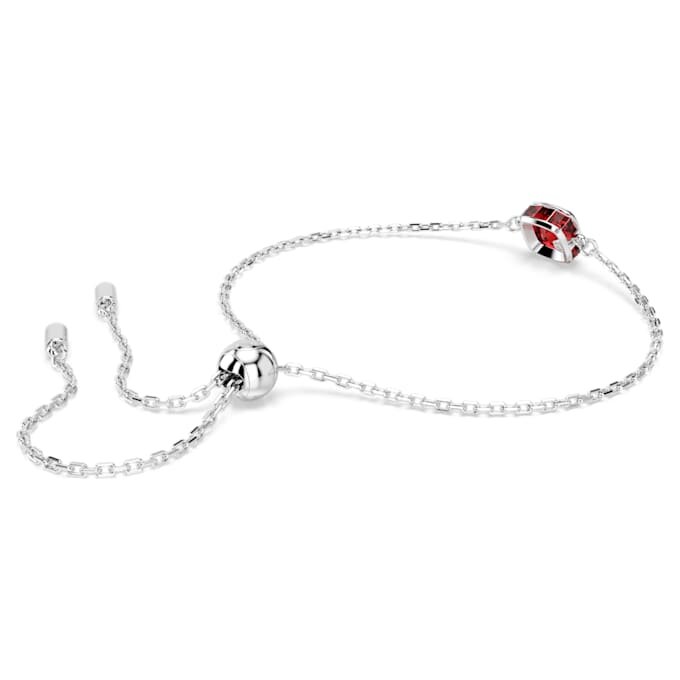 Födelsestenarmband med fyrkantig slipning, januari, röd, rodiumpläterat Födelsestenarmband med fyrkantig slipning, januari, röd, rodiumpläterat