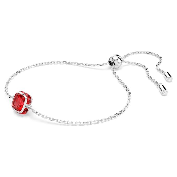 Födelsestenarmband med fyrkantig slipning, juli, rött, rodiumpläterat Födelsestenarmband med fyrkantig slipning, juli, rött, rodiumpläterat