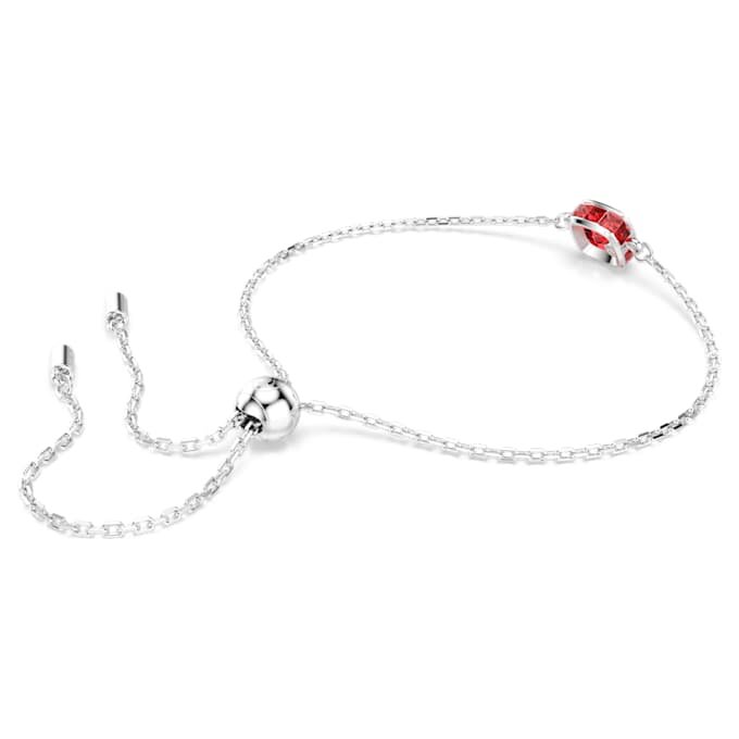 Födelsestenarmband med fyrkantig slipning, juli, rött, rodiumpläterat Födelsestenarmband med fyrkantig slipning, juli, rött, rodiumpläterat