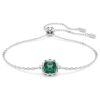 Födelsestenarmband med fyrkantig slipning, maj, grönt, rodiumpläterat Födelsestenarmband med fyrkantig slipning, maj, grönt, rodiumpläterat