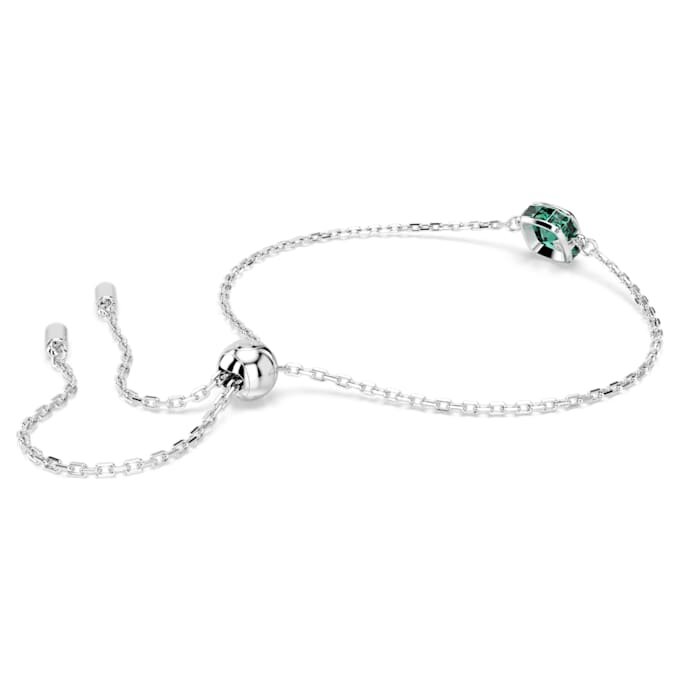 Födelsestenarmband med fyrkantig slipning, maj, grönt, rodiumpläterat Födelsestenarmband med fyrkantig slipning, maj, grönt, rodiumpläterat