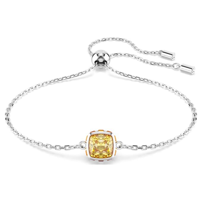 Födelsestenarmband med fyrkantig slipning, november, gul, rodiumpläterat Födelsestenarmband med fyrkantig slipning, november, gul, rodiumpläterat