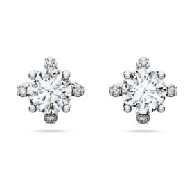 Galaxy-örhängen med laboratorieframställda diamanter, totalt 2,1 karat, rund form, 14K vitguld