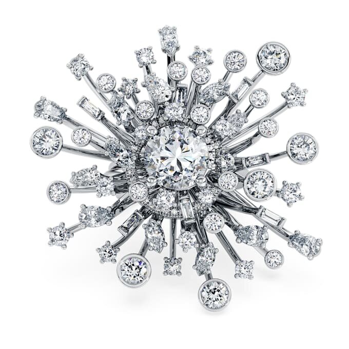 Galaxy-ring med laboratorieframställda diamanter, totalt 9,5 karat, blandade former, 18K vitguld Galaxy-ring med laboratorieframställda diamanter, totalt 9,5 karat, blandade former, 18K vitguld