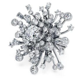Galaxy-ring med laboratorieframställda diamanter, totalt 9,5 karat, blandade former, 18K vitguld