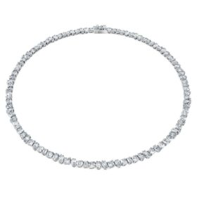 Galaxy tennis-halsband med laboratorieframställda diamanter, 47,27 karat totalt, blandade former, 18K vitguld