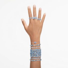 Gema-armband med blandade slipningar, blått, rodiumpläterat