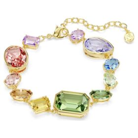 Gema-armband med blandade slipningar, flerfärgat, guldpläterat