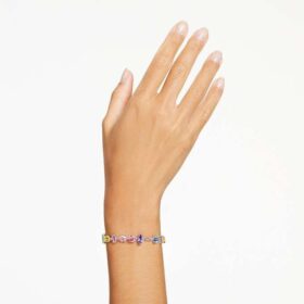 Gema-armband med blandade slipningar, flerfärgat, rodiumpläterat
