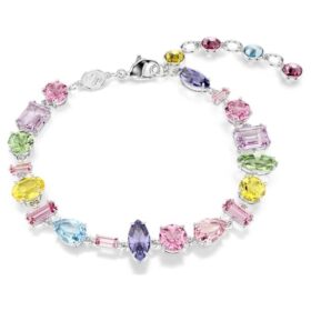 Gema-armband med blandade slipningar, flerfärgat, rodiumpläterat