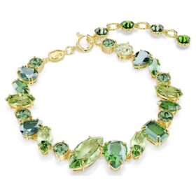 Gema-armband med blandade slipningar, grönt, guldpläterat