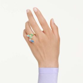 Gema cocktailring med blandade slipningar, flerfärgad, guldpläterad