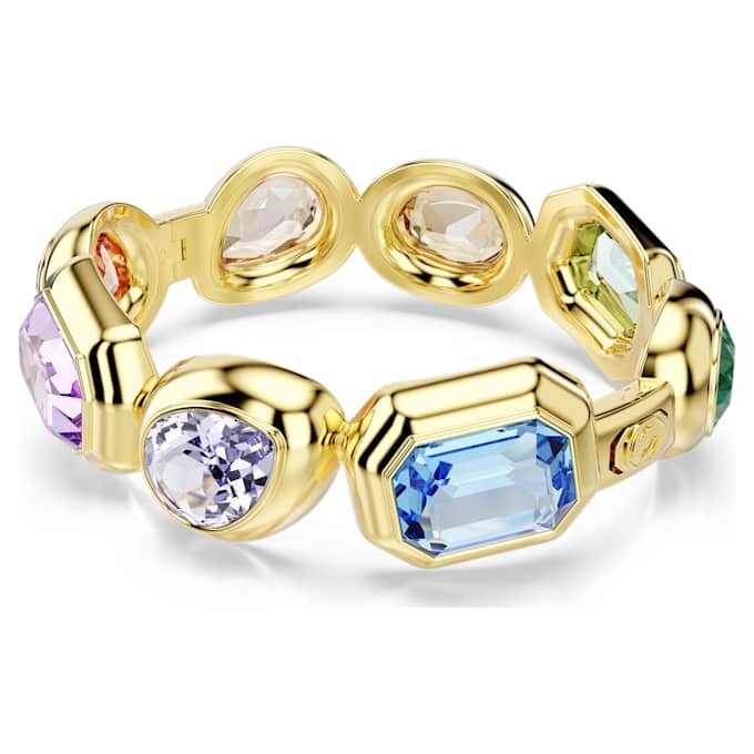 Gema Cuff – överdimensionerade kristaller, blandade slipningar, flerfärgade, guldpläterade Gema Cuff – överdimensionerade kristaller, blandade slipningar, flerfärgade, guldpläterade
