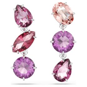Gema droppörhängen med blandade slipningar, rosa, rodiumpläterade