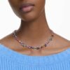 Gema-halsband med blandade slipningar, flerfärgat, rodiumpläterat