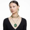 Gema-halsband med blandade slipningar, grönt, guldpläterat
