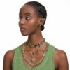 Gema-halsband med blandade slipningar, grönt, guldpläterat