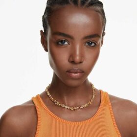 Gema-halsband med blandade slipningar, gult, guldpläterat